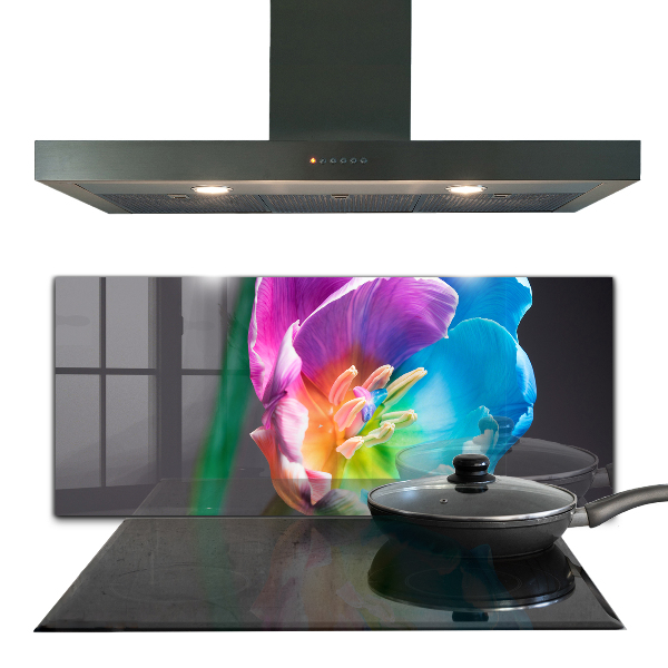 Keuken achterwand glas Kleurrijke regenboogbloem