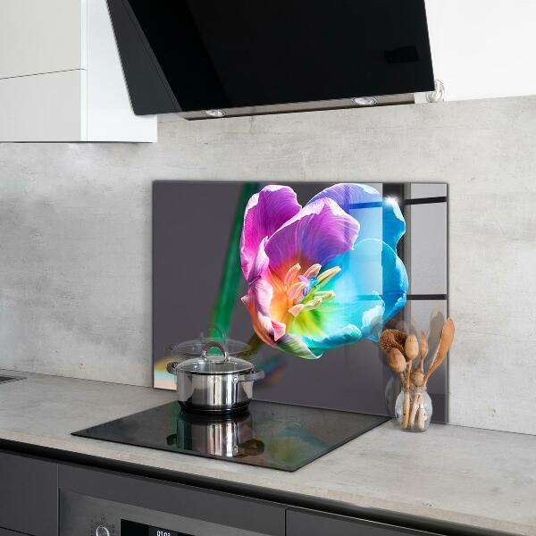 Keuken achterwand glas Kleurrijke regenboogbloem