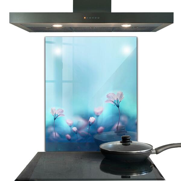 Keuken achterwand glas Bloemen achter de ochtendmist