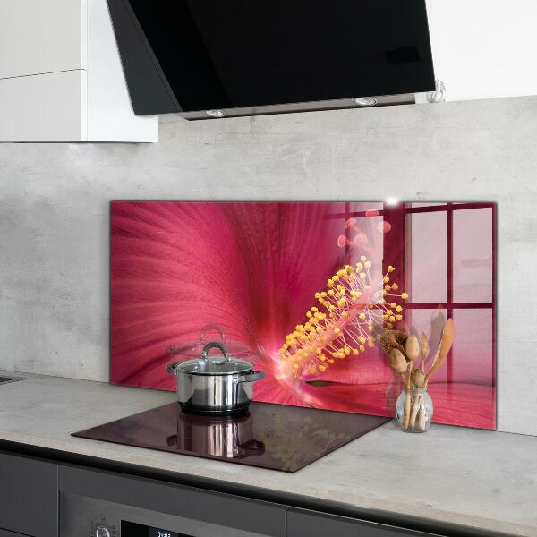 Spatscherm keuken glas Roze hibiscus