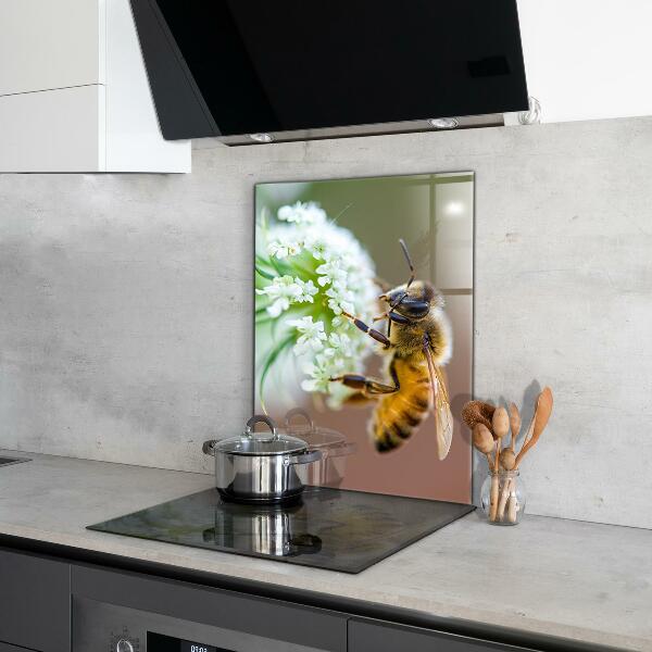 Keuken achterwand glas Bijen die stuifmeel verzamelen