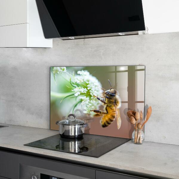Keuken achterwand glas Bijen die stuifmeel verzamelen
