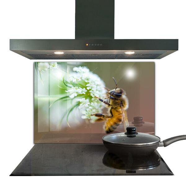 Keuken achterwand glas Bijen die stuifmeel verzamelen