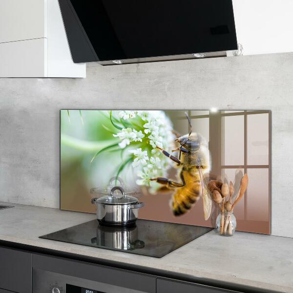 Keuken achterwand glas Bijen die stuifmeel verzamelen