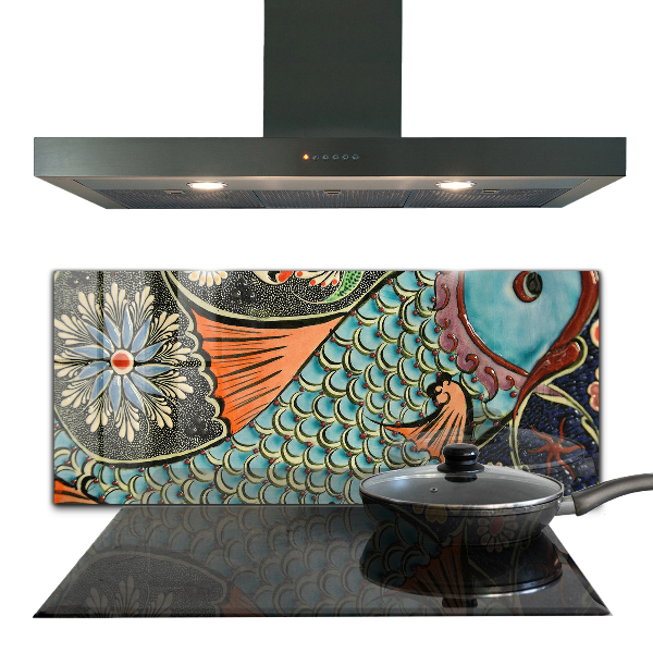 Spatscherm keuken glas Mozaïekvis Vintage Keramiek