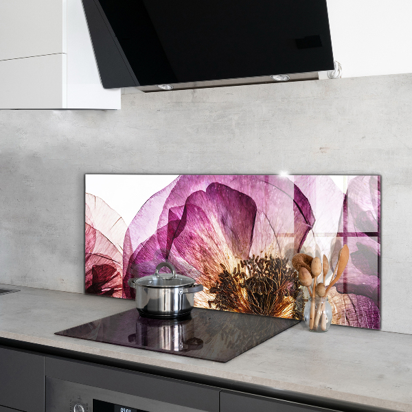 Keuken achterwand glas Details van delicate bloemen