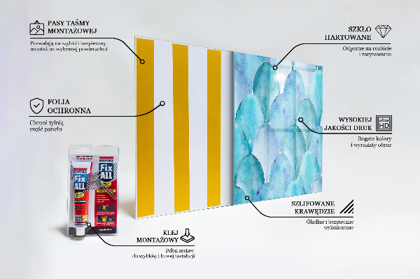 Foto achterwand keuken Aquarel schubbenpatroon in blauw