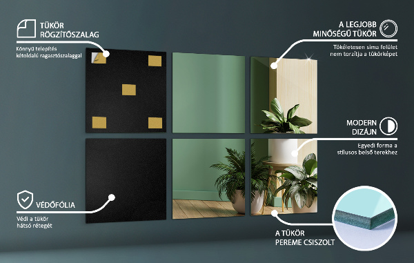 Spiegel tegels 6 st 16x16 cm