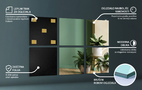 Spiegeltegels 6 st 20x20 cm