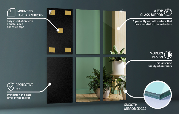 Plakspiegel tegels 6 st 30x16 cm