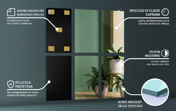 Plakspiegel tegels 6 st 30x16 cm