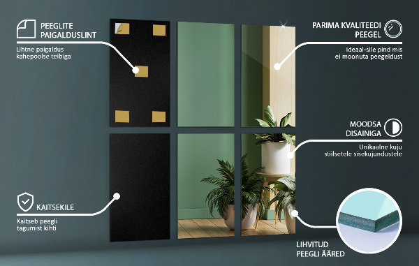 Zelfklevende spiegeltegels 6 st 30x20 cm