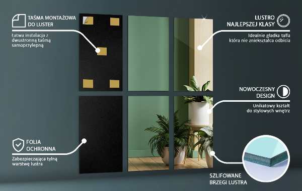 Zelfklevende spiegeltegels 6 st 30x20 cm