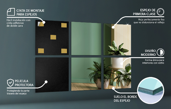 Tegelspiegel 6 st 30x30 cm