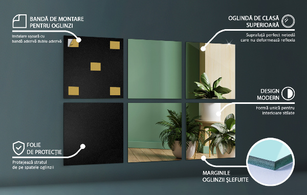 Tegelspiegel 6 st 30x30 cm