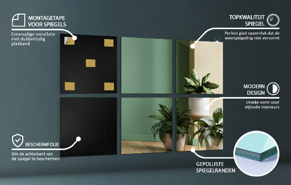 Tegelspiegel 6 st 30x30 cm