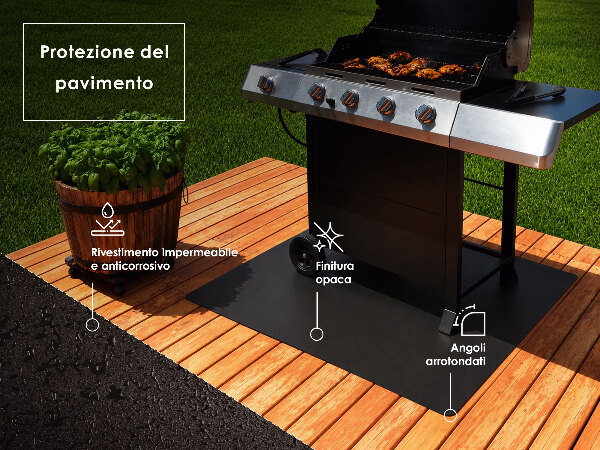 Kwartronde barbecue-onderlegger voor het terras 100x100 cm
