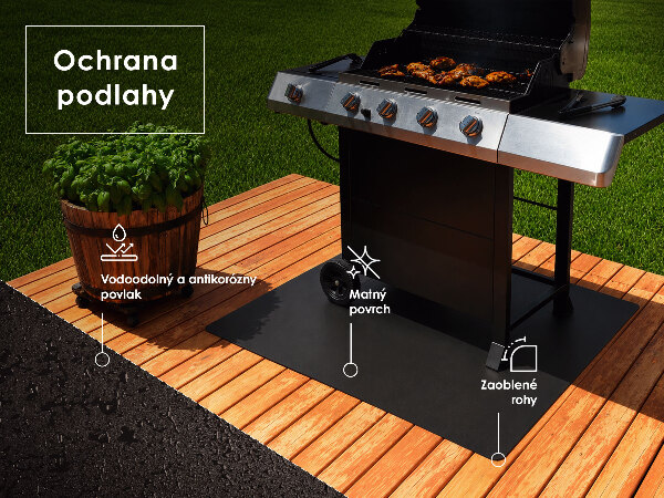 Kwartronde barbecue-onderlegger voor het terras 100x100 cm