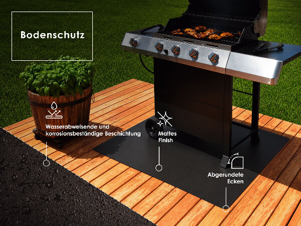 Kwartronde barbecue-onderlegger voor het terras 100x100 cm
