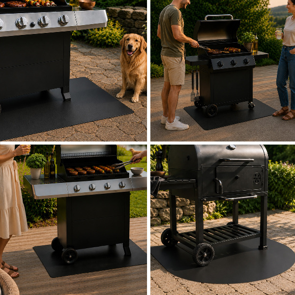 Halfronde vloerbeschermer voor de barbecue 80x70 cm