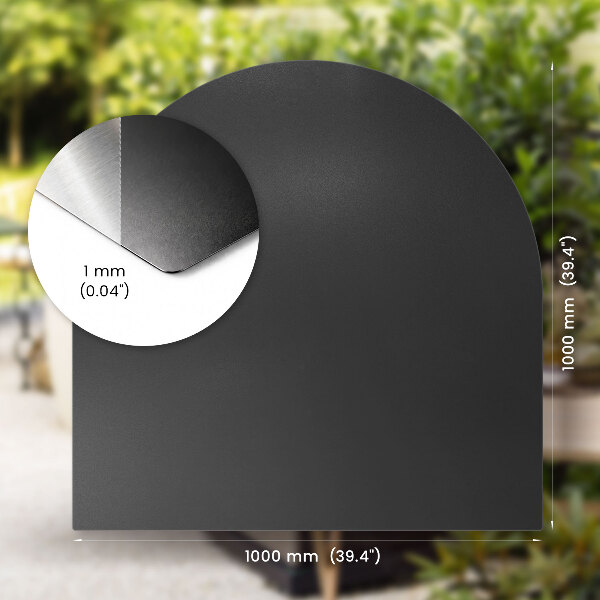 Halfovale stalen beschermplaat voor barbecue 100x100 cm