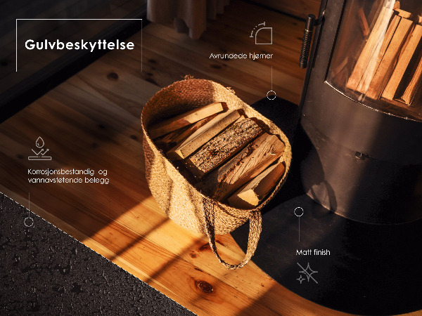 Plaat voor onder houtkachel uit zwart staal 100x100 cm