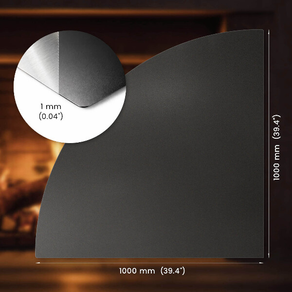 Plaat voor onder houtkachel uit zwart staal 100x100 cm