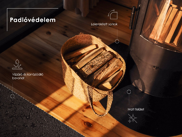 Vloerplaat voor kachel uit zwart staal 80x90 cm