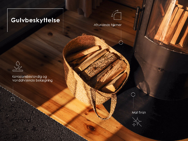 Vloerplaat voor kachel uit zwart staal 80x90 cm