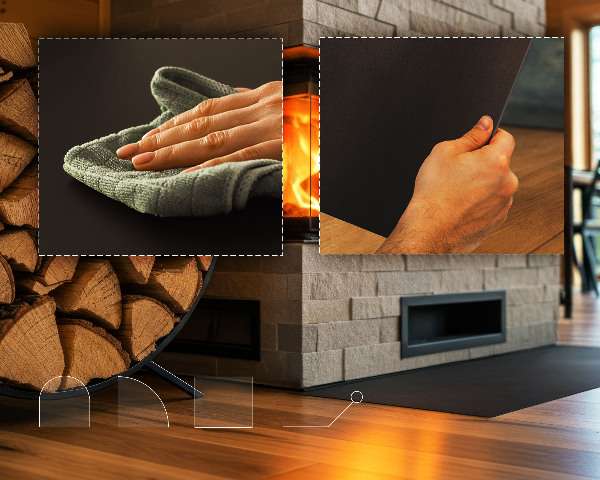 Vloerplaat voor kachel uit zwart staal 80x90 cm