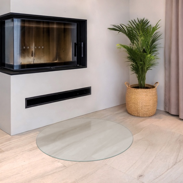 Ronde semitransparante plaat voor onder kachel fi100 cm