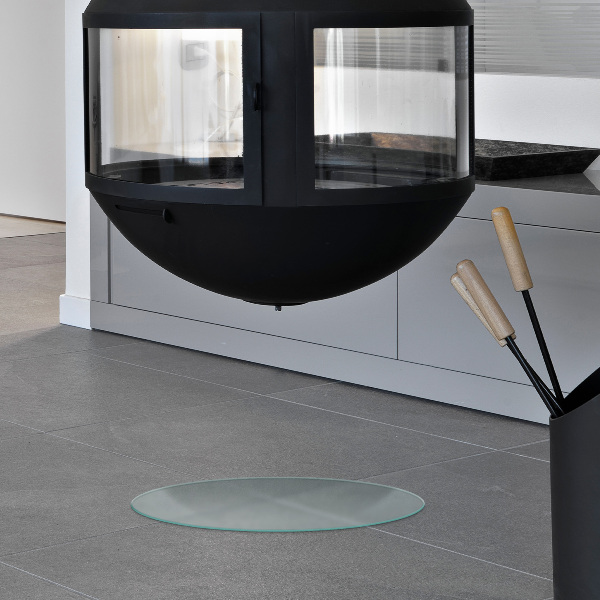 Ronde semitransparante plaat voor onder kachel fi50 cm