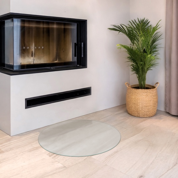 Ronde semitransparante plaat voor onder kachel fi70 cm