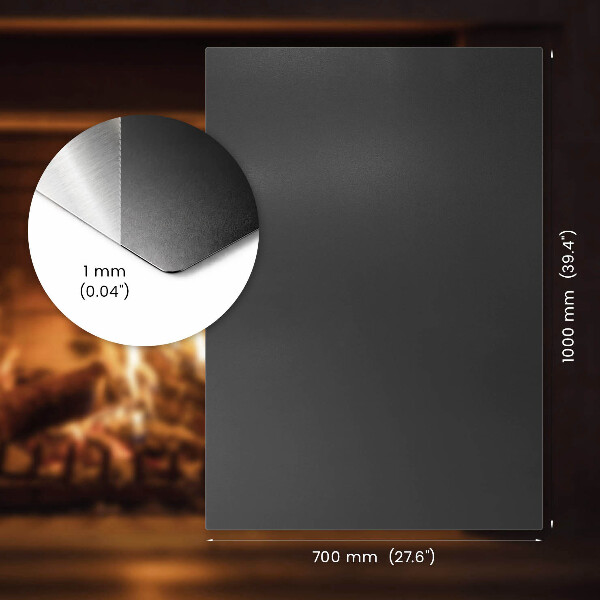 Vloerplaat voor houtkachel uit zwart staal 100x70 cm