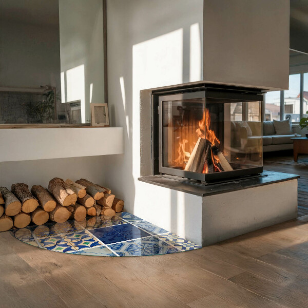 Plaat voor onder kachel Keramische tegelpatronen