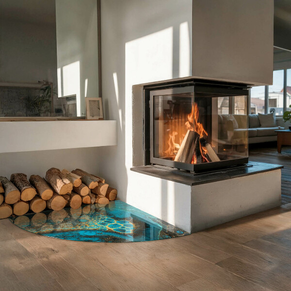 Vloerplaat openhaard Abstract organisch patroon