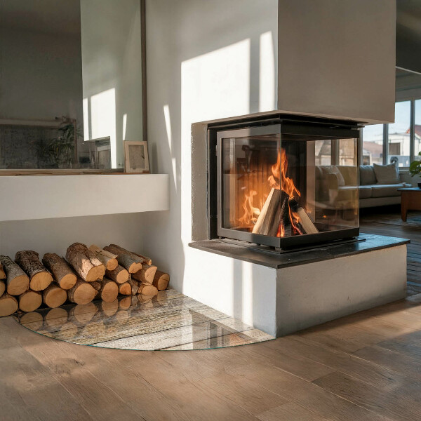 Plaat voor onder kachel Houten bord in de lay-out