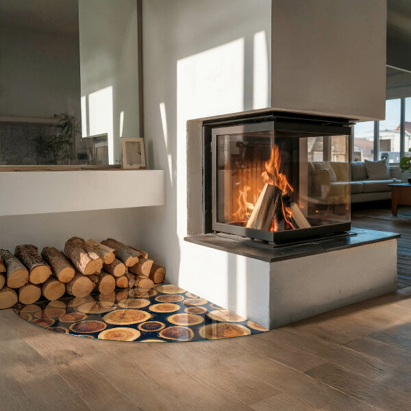 Vloerplaat voor houtkachel Doos met gesneden hout