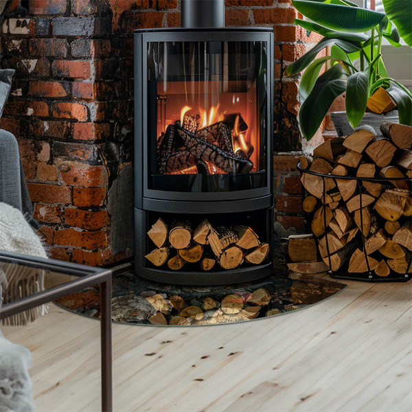 Plaat voor onder kachel Bloemenpatroon met vlinders