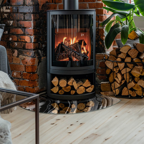 Vloerplaat openhaard Abstracte golven en lijnen