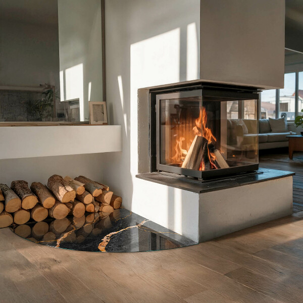 Vloerplaat openhaard Elegant marmer met aderen