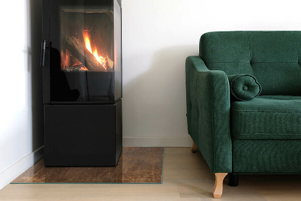 Vierkante vloerplaat voor kachel Roesttextuur op de achtergrond