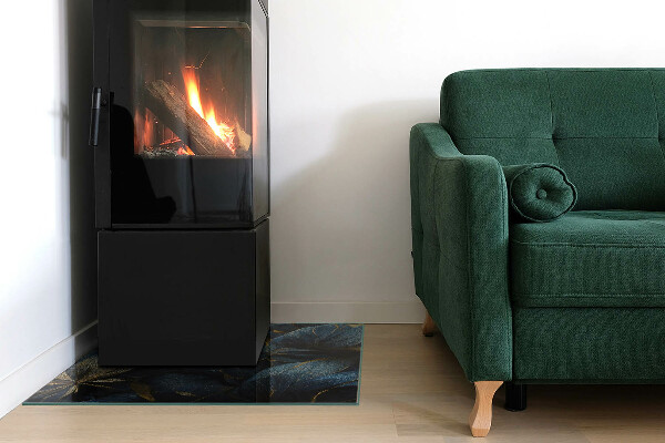 Vierkante vloerplaat voor houtkachel Elegante bladeren in textuur