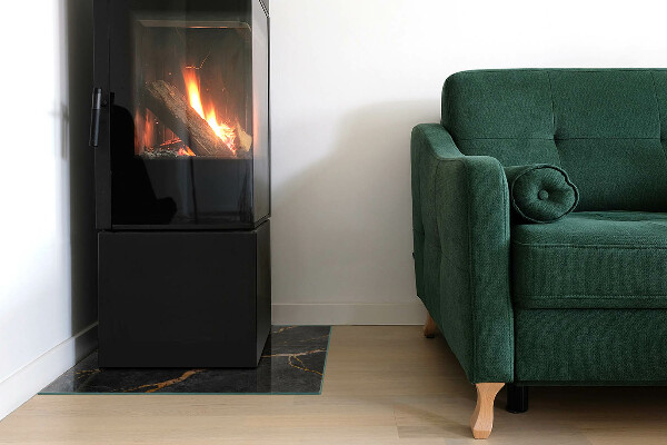 Vierkante vloerplaat voor kachel Elegant marmer met aderen