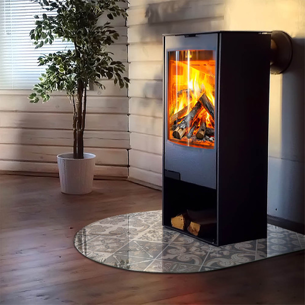 Halfovale plaat voor onder kachel Decoratief mozaïekpatroon