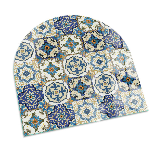 Halfovale vloerplaat openhaard Mozaïekpatroon met bloemen