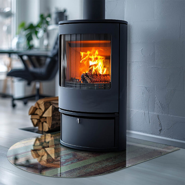 Halfovale vloerplaat openhaard Planken in verschillende tinten