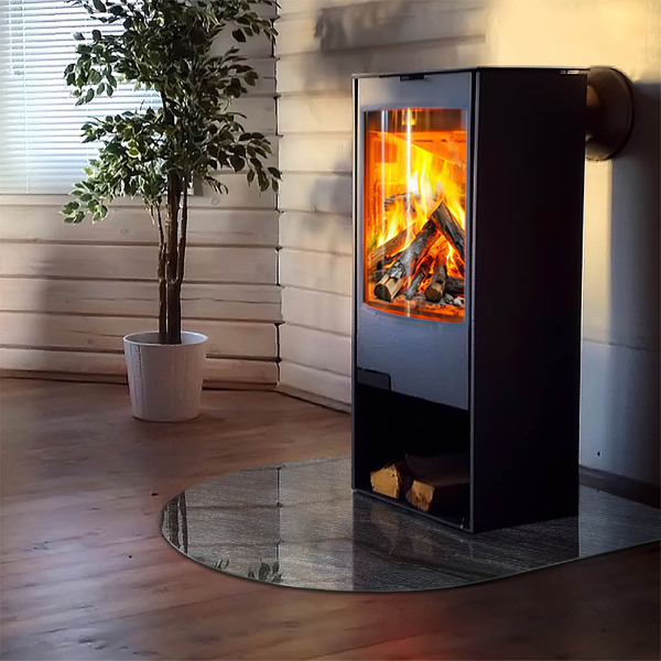 Halfovale vloerplaat voor houtkachel Steenoppervlaktetextuur