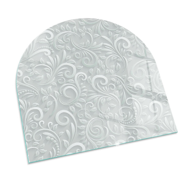 Halfovale vloerplaat openhaard Elegant plantenpatroon