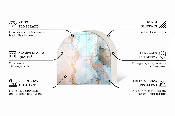 Halfovale plaat voor onder kachel Geometrie met hout